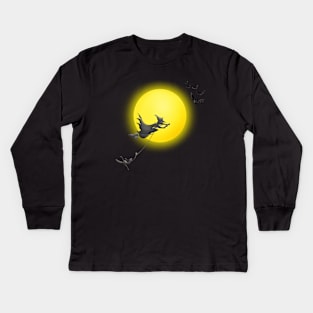 Modern witches fly hoovers Kids Long Sleeve T-Shirt